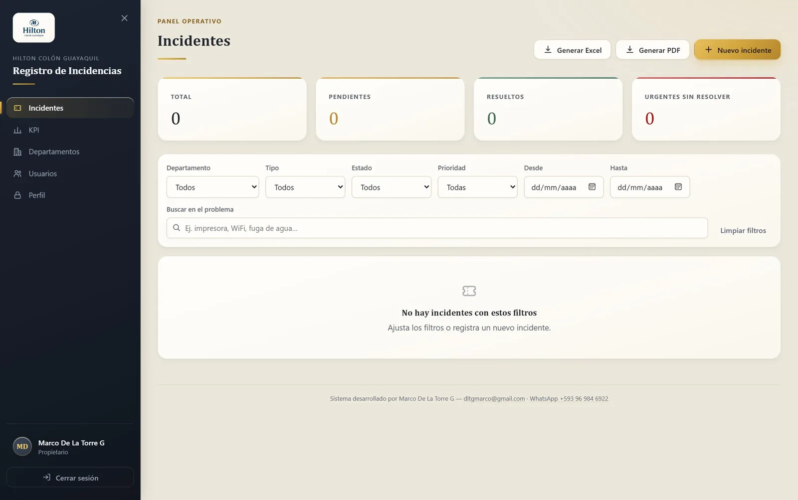 Incident Management: Internal system