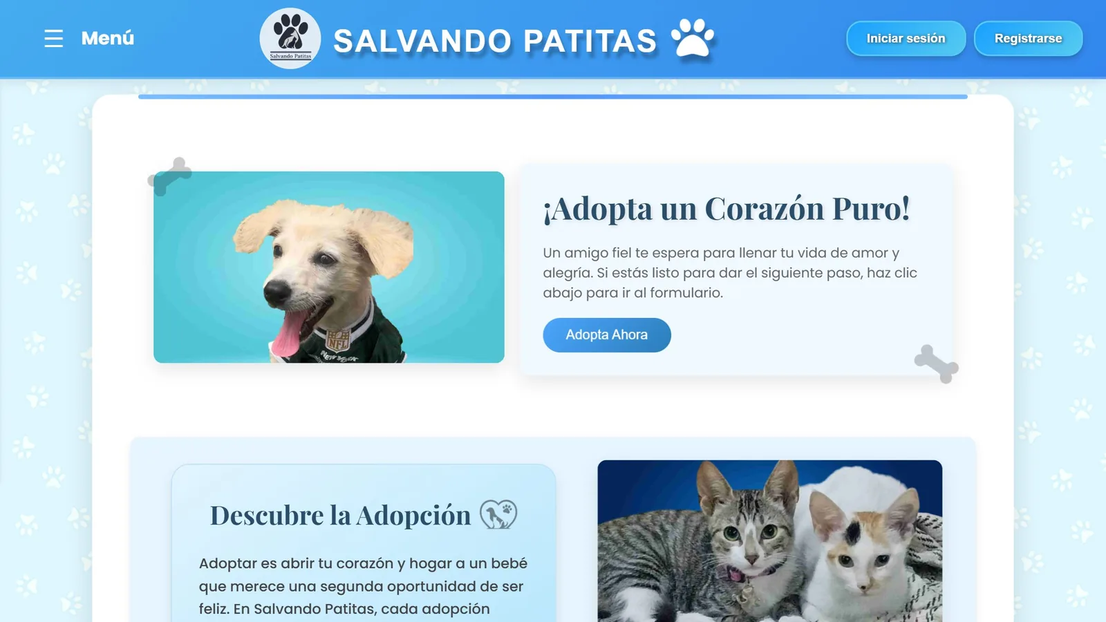 Salvando Patitas: Full platform